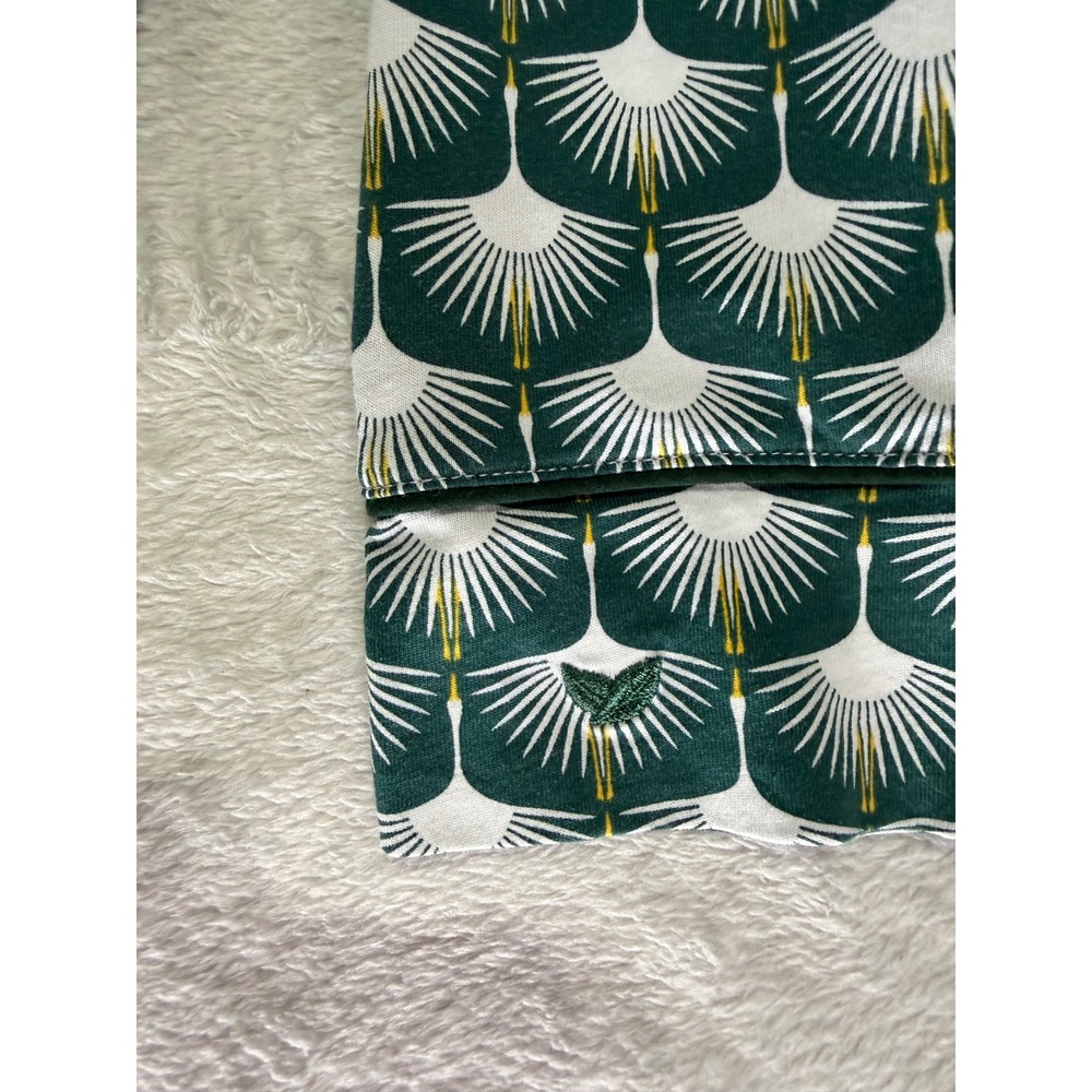 Petite Plume Womens XS Pima Cotton Nightshirt Green White Crane Sleep Shirt - Picture 14 of 16